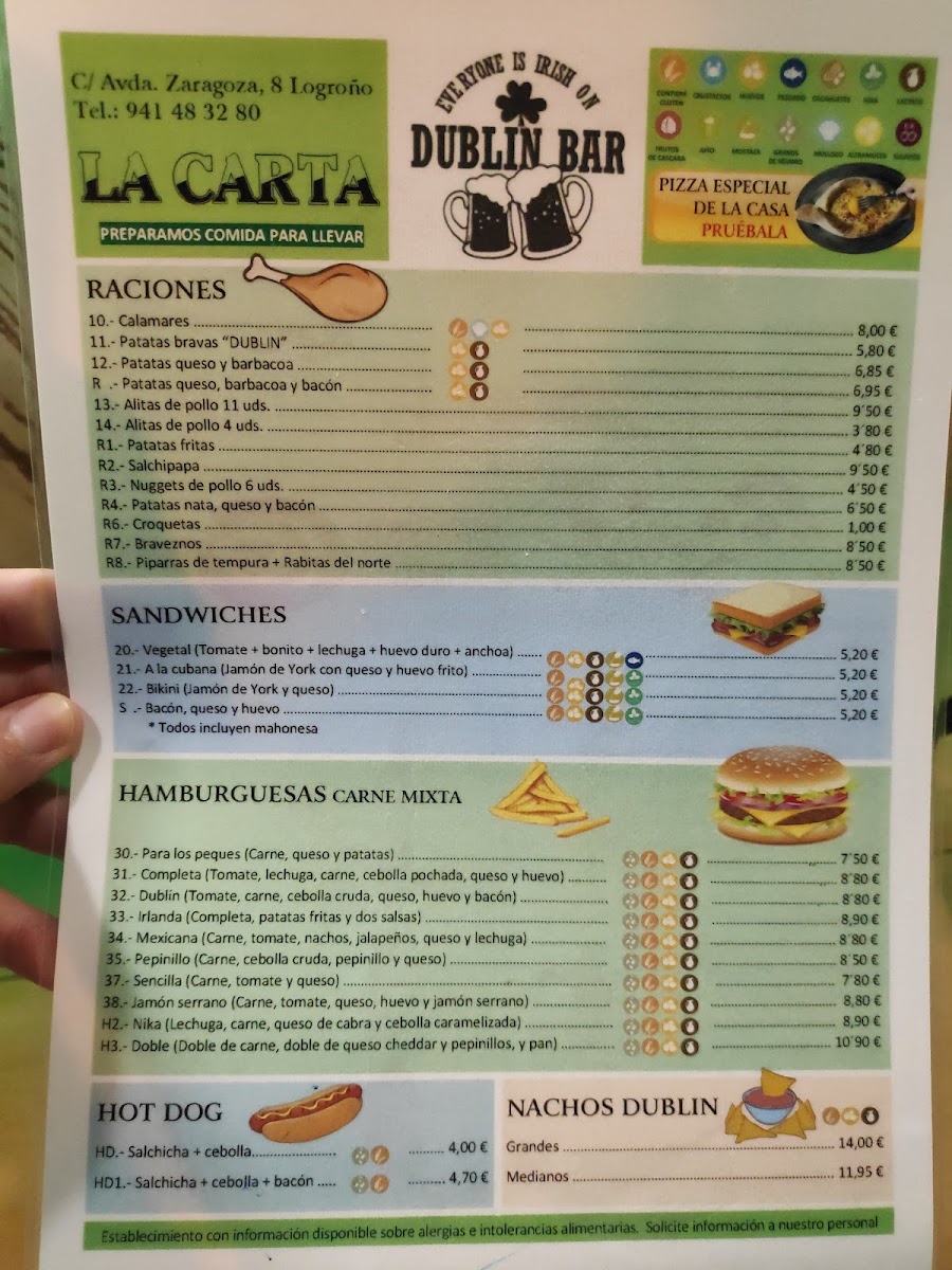 Dublin Bar Menu - Image 1